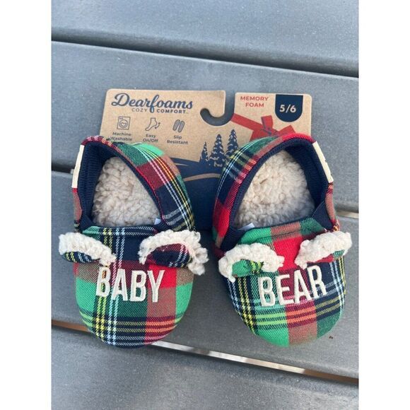 Dearfoam Toddler Plaid Baby bear Slippers - Picture 2 of 3